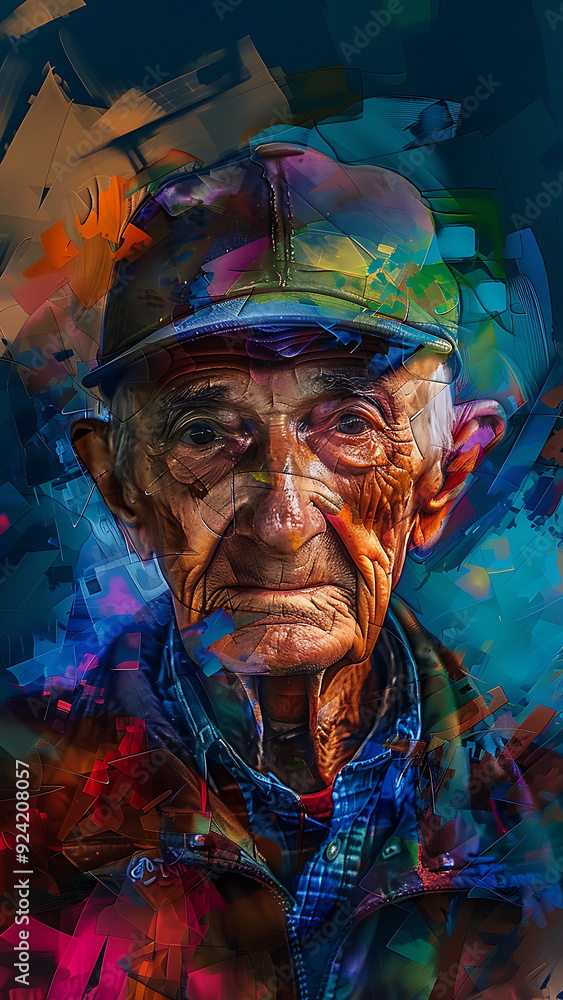 Portrait of an Elderly Man with Abstract Background Portrait of an Elderly Man with Abstract Background