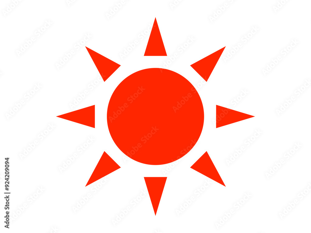 シンプル太陽アイコン:三角赤 シンプル太陽アイコン:三角赤