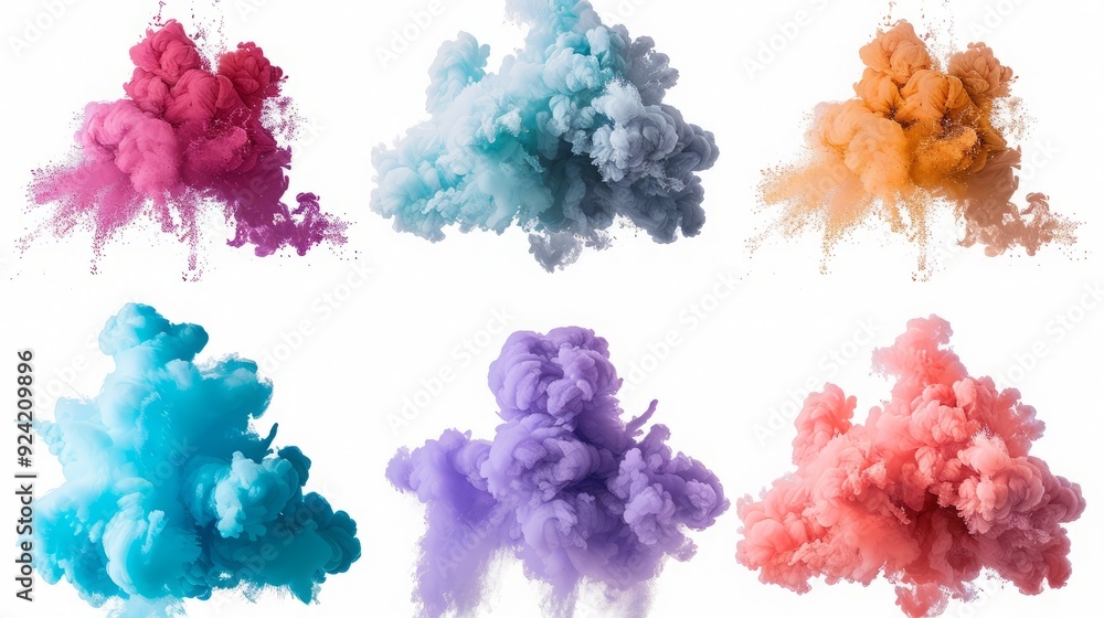 Fototapeta premium Abstract colorful ink clouds, like a burst of creativity.