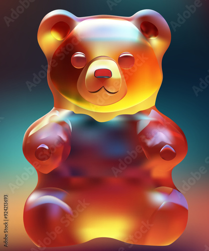 Colorful Gummy Bear on a simple background. It is made with the warp tool.
