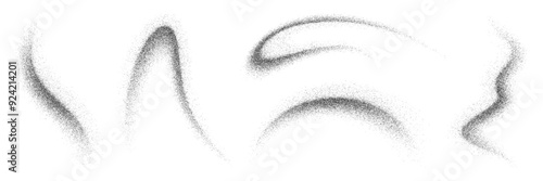 Noise grain wave spray of sand or dust and paint brush, vector effects. Paint airbrush wavy lines from graffiti ink spray, abstract grain noise of black dots and grainy monochrome dust sand particles