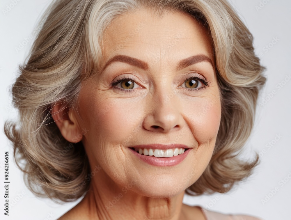 Close-up Portrait of a Smiling Woman with Blonde Hair Close-up Portrait of a Smiling Woman with Blonde Hair