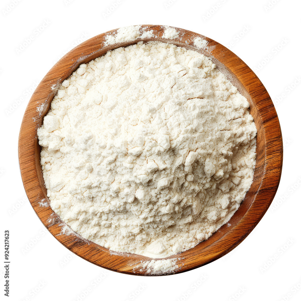 bowl of flour isolated on transparent white background, clipping path bowl of flour isolated on transparent white background, clipping path