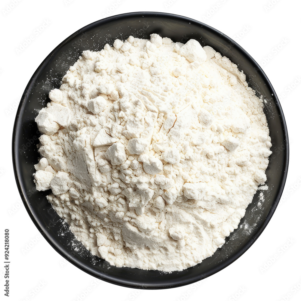 bowl of flour isolated on transparent white background, clipping path bowl of flour isolated on transparent white background, clipping path