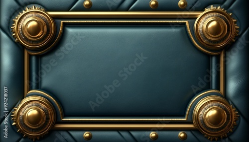 Teal Leather Frame with Golden Accents and Studs
