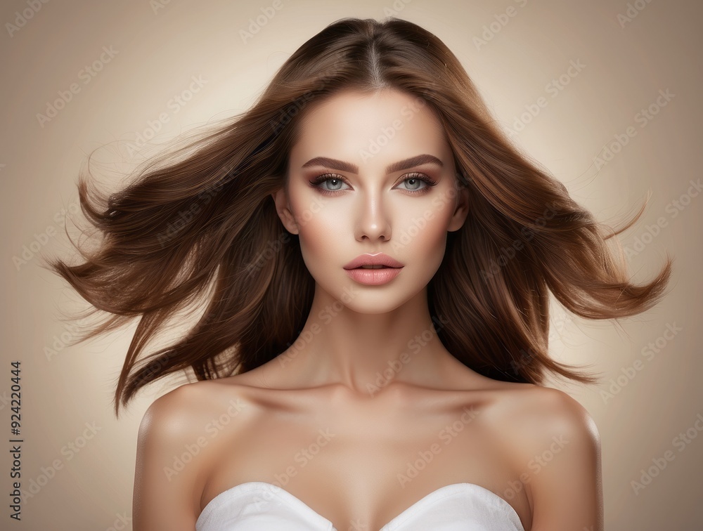 Close-up Portrait of a Woman with Brown Hair and Soft Makeup Close-up Portrait of a Woman with Brown Hair and Soft Makeup