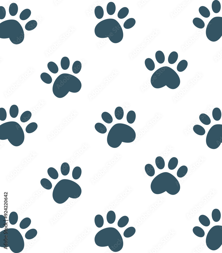 Fototapeta premium Dog Footprints Pattern