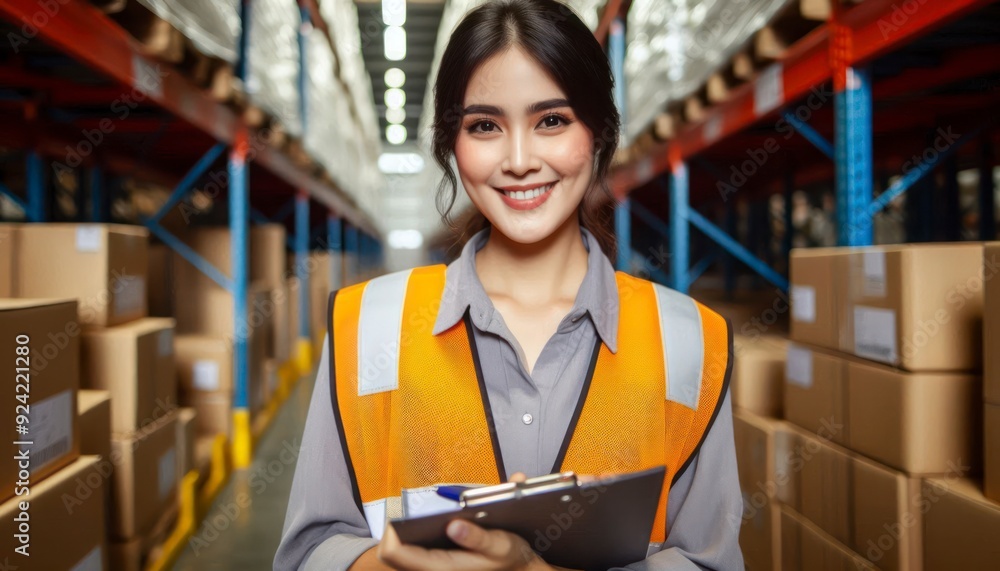Portrait of a warehouse supervisor woman Portrait of a warehouse supervisor woman