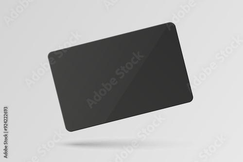 Vector Black Gift Card, Certificate, Guest Room, Plastic Hotel Apartment Keycard, ID Card, Sale, Credit Card Design Template for Mockup, Branding. Top View