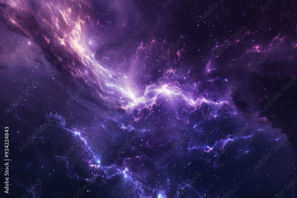 Majestic Purple Nebula with Glowing Lightning Bolts Majestic Purple Nebula with Glowing Lightning Bolts