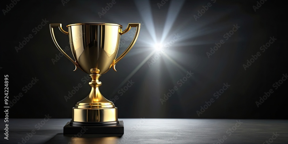 Gold trophy shining on a sleek black background, achievement, success, award, champion, victory, competition, winner Gold trophy shining on a sleek black background, achievement, success, award, champion, victory, competition, winner