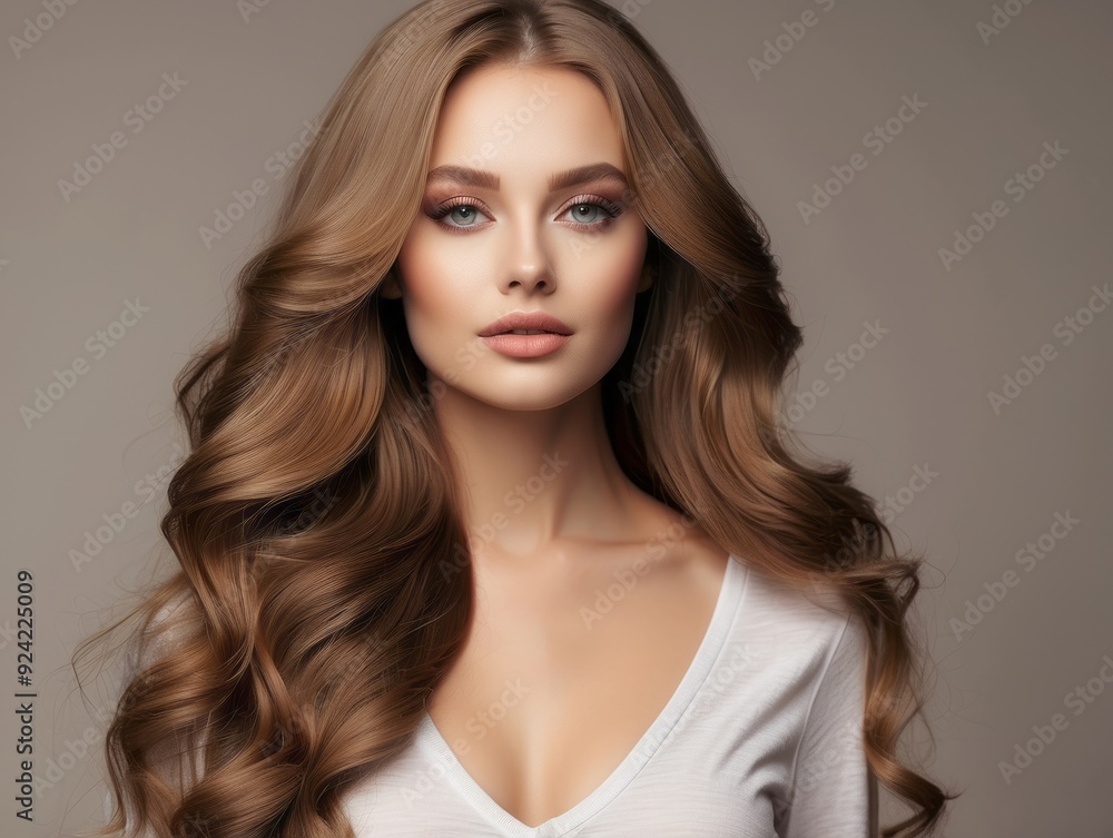 Portrait of a Woman with Long Wavy Brown Hair Portrait of a Woman with Long Wavy Brown Hair