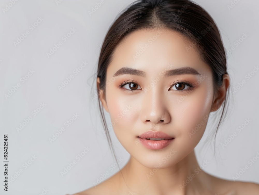 Close-up Portrait of a Young Woman with Smooth Skin and Makeup Close-up Portrait of a Young Woman with Smooth Skin and Makeup