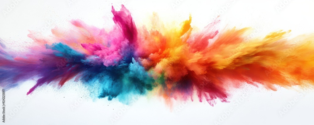 Fototapeta premium A vibrant explosion of colorful powder creating a stunning visual effect, perfect for artistic and creative projects.