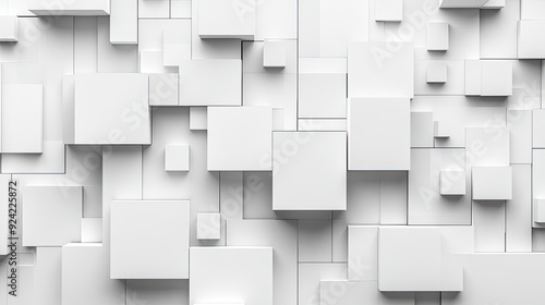 Abstract white cube pattern background. Use this photo for minimalist design, architecture or technology projects.