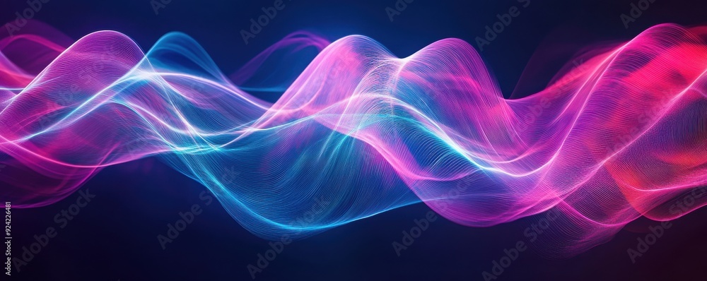Abstract waves in vibrant pink and blue colors flowing seamlessly on a dark background, creating a dynamic visual experience. Abstract waves in vibrant pink and blue colors flowing seamlessly on a dark background, creating a dynamic visual experience.
