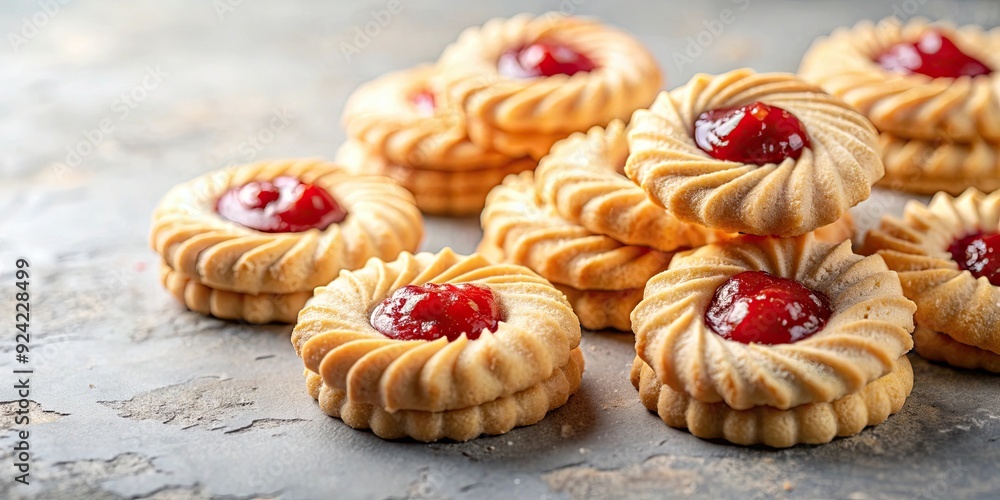 Delicious homemade whipped shortbread cookies with strawberry jam filling , dessert, baking, Christmas, holiday Delicious homemade whipped shortbread cookies with strawberry jam filling , dessert, baking, Christmas, holiday