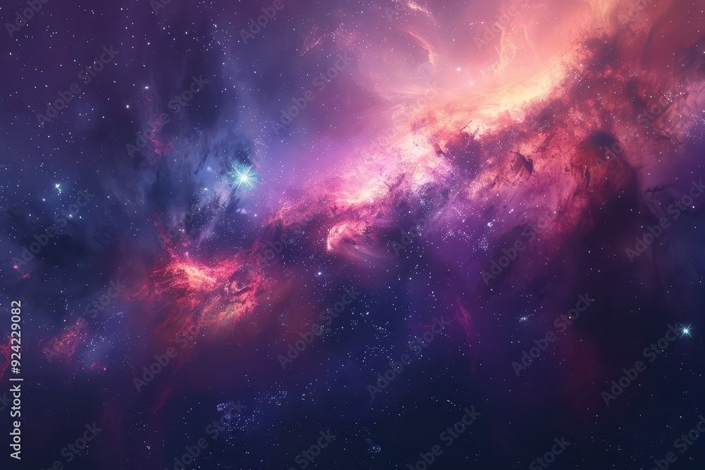 Fototapeta premium Colorful and vivid space nebula with bright shining stars