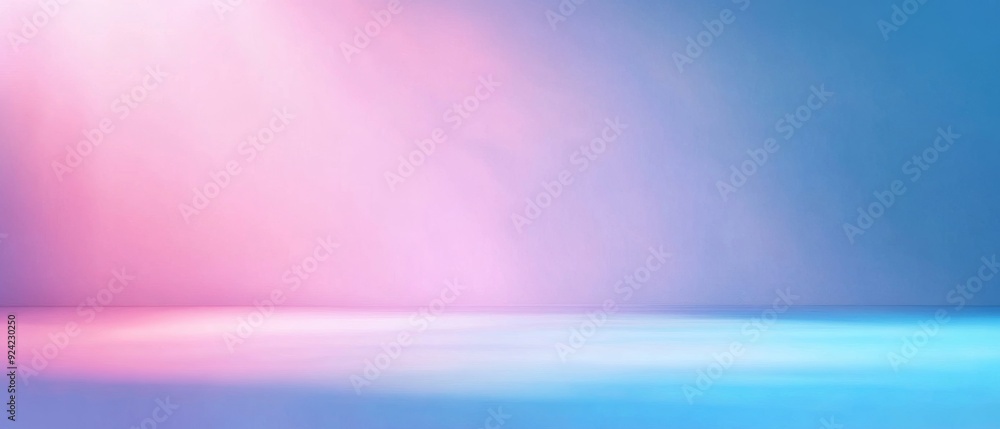 Fototapeta premium Abstract blurred studio background with a spotlight on a blue gradient