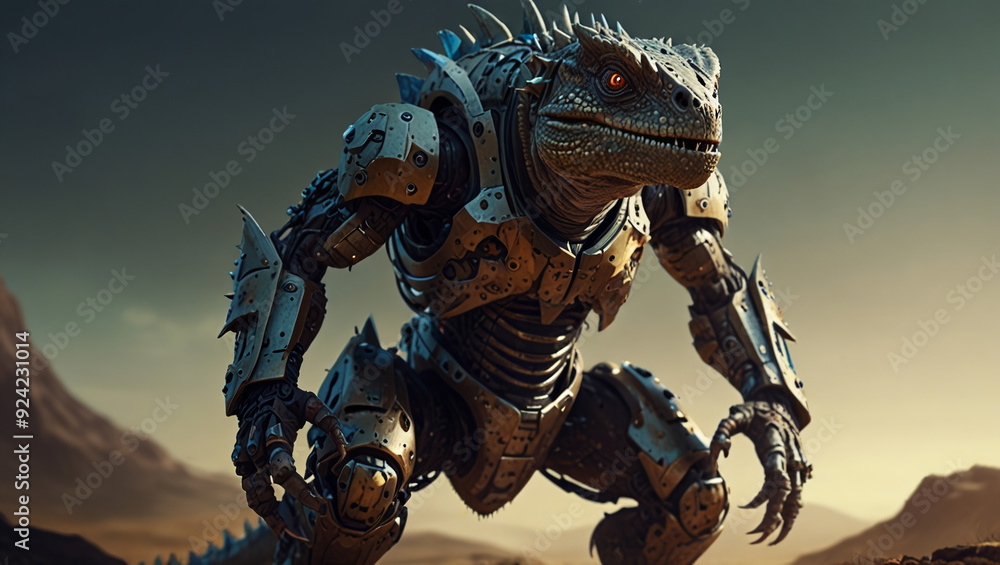 monster lizard warrior robot illustration monster lizard warrior robot illustration