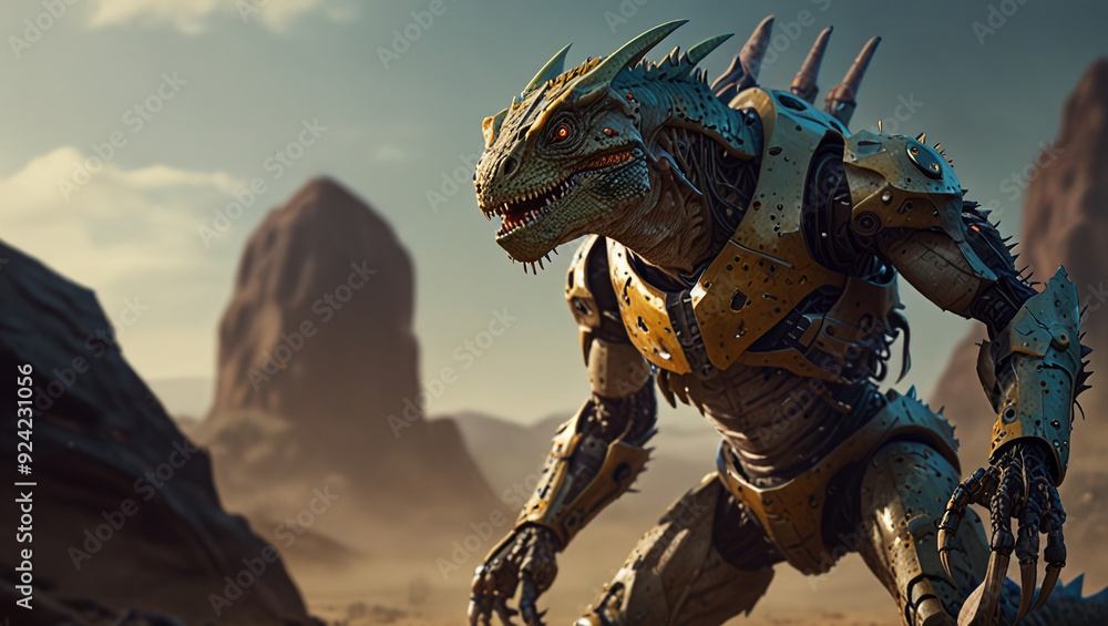monster lizard warrior robot illustration monster lizard warrior robot illustration
