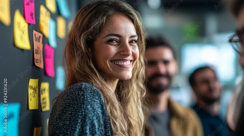 custom made wallpaper toronto digitalHappy Woman with a Smiling Face in a Business Meeting.
