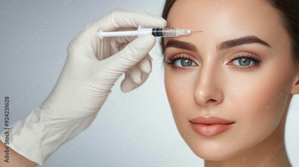 Beauty Injections: Close-Up of a Woman Receiving a Cosmetic Treatment Beauty Injections: Close-Up of a Woman Receiving a Cosmetic Treatment