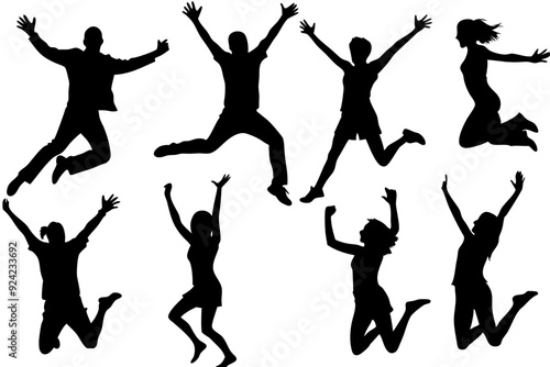 silhouettes of dancing people vector illustrations