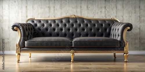 Velvet glam inspired black sofa with gold highlights, velvet, glam, black, sofa, gold, highlights, luxurious