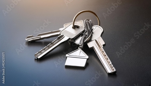 several keys with pendants on a modern table