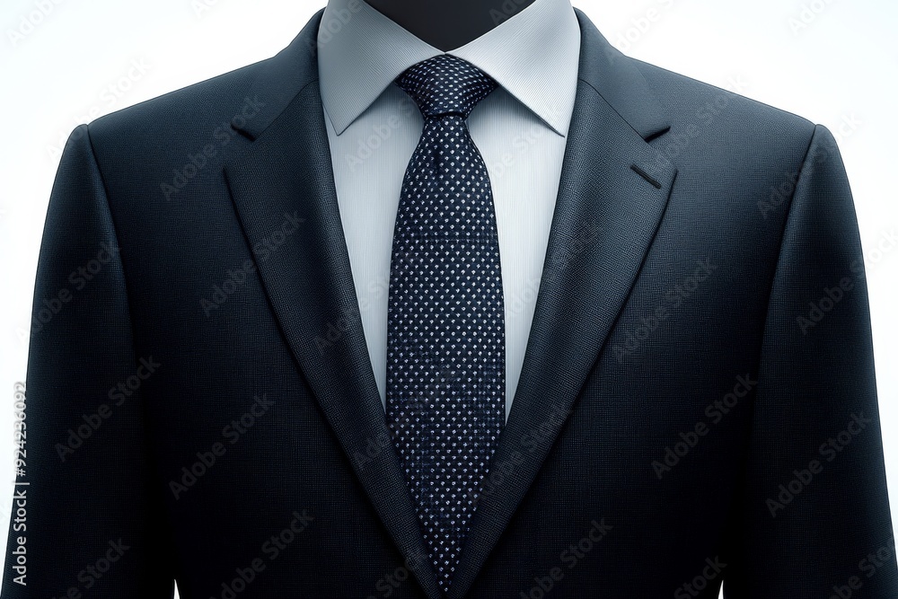 Elegant black suit and tie ensemble set against a minimalist background showcasing formal business attire professionalism and the timeless appeal of classic menswear in the modern workplace Elegant black suit and tie ensemble set against a minimalist background showcasing formal business attire professionalism and the timeless appeal of classic menswear in the modern workplace