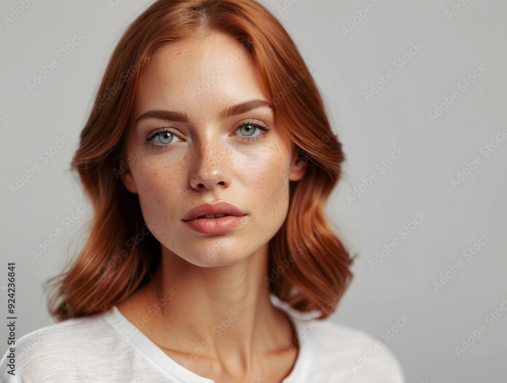Close-up Portrait of a Young Woman with Red Hair and Freckles Close-up Portrait of a Young Woman with Red Hair and Freckles