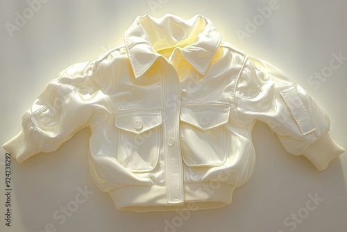 Delicate white infant dress shirt with a yellow bow tie showcasing the charm innocence and classic style of baby fashion in a soft elegant presentation