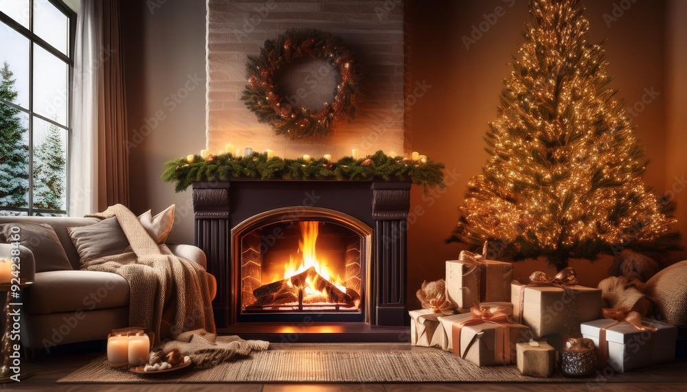 christmas tree with fireplace christmas tree with fireplace