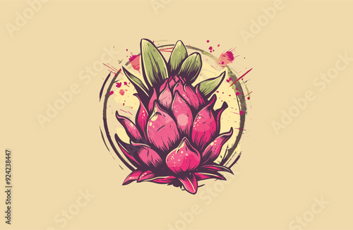 Dragon fruit logo vector icon illustration.