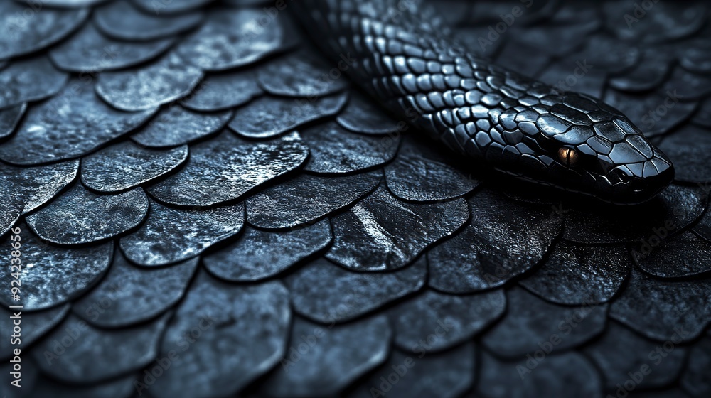 abstract background with black snake with metallic scales texture abstract background with black snake with metallic scales texture