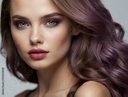 Wallpaper Mural Portrait of a Young Woman with Purple Hair and Makeup Torontodigital.ca