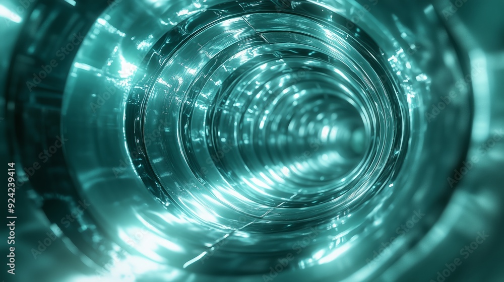 Abstract image of a turquoise tunnel with glowing lights, creating a futuristic and immersive visual effect. Abstract image of a turquoise tunnel with glowing lights, creating a futuristic and immersive visual effect.