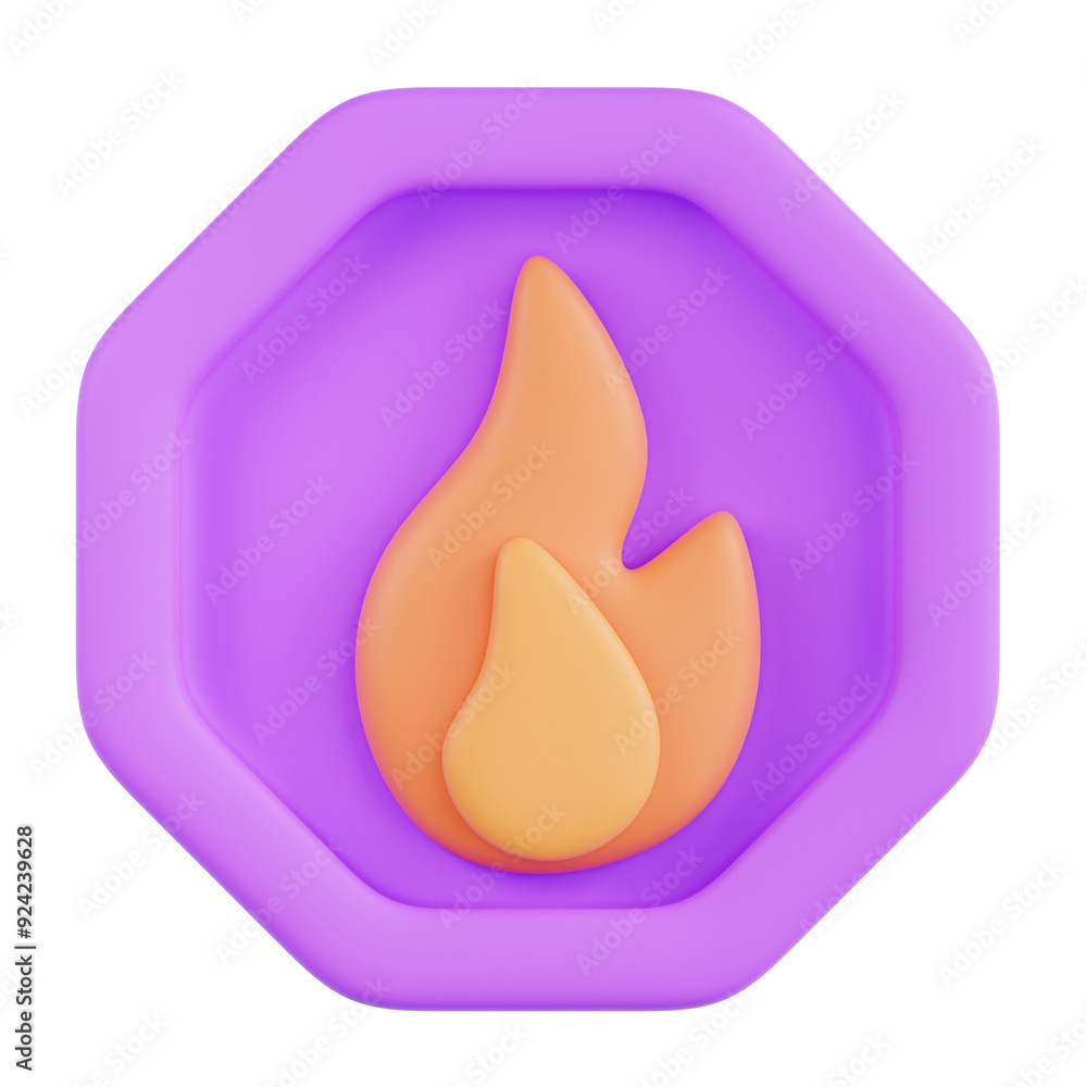Fire Warning Sign 3D Icon Illustration Fire Warning Sign 3D Icon Illustration