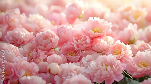 Fototapeta Naklejka Na Ścianę i Meble -  Beautiful pink peonies in bloom. Perfect for floral arrangements, greeting cards, or romantic projects.