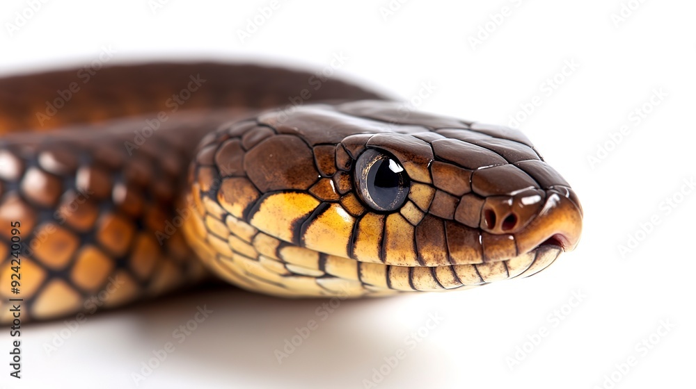 An Inland Taipan snake on a white background An Inland Taipan snake on a white background