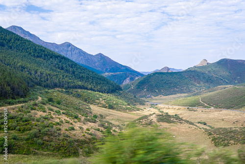 View of The Picos de Europa, a mountain range extending for about 20 km, forming part of the Cantabrian Mountains in northern Spain