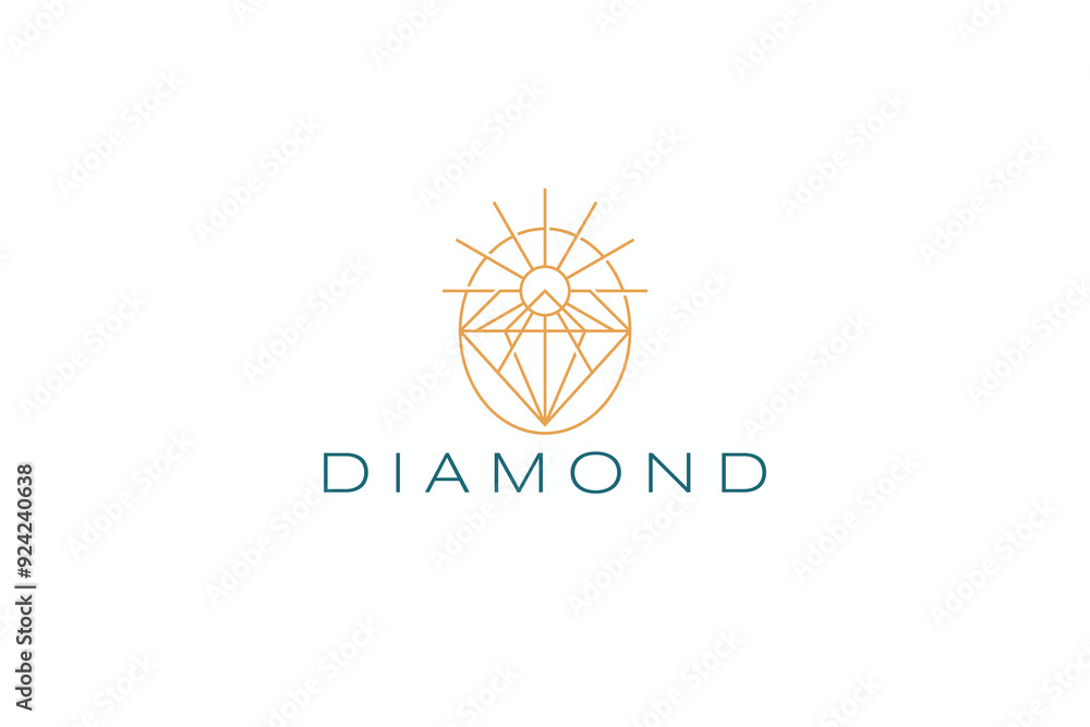 Diamond Logo with Sunrise Abstract Illustration Sign Symbol Jewelry Fashion Business Diamond Logo with Sunrise Abstract Illustration Sign Symbol Jewelry Fashion Business