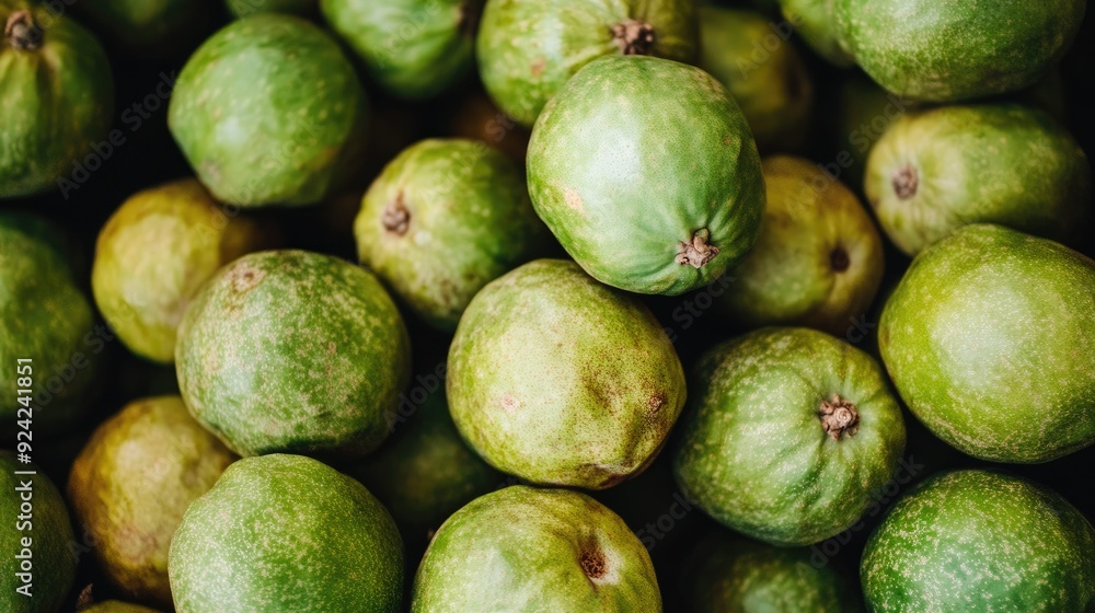 Close-up of a pile of guavas, highlighting their rough skin and natural, organic appearance. Fresh and ready to eat. Close-up of a pile of guavas, highlighting their rough skin and natural, organic appearance. Fresh and ready to eat.