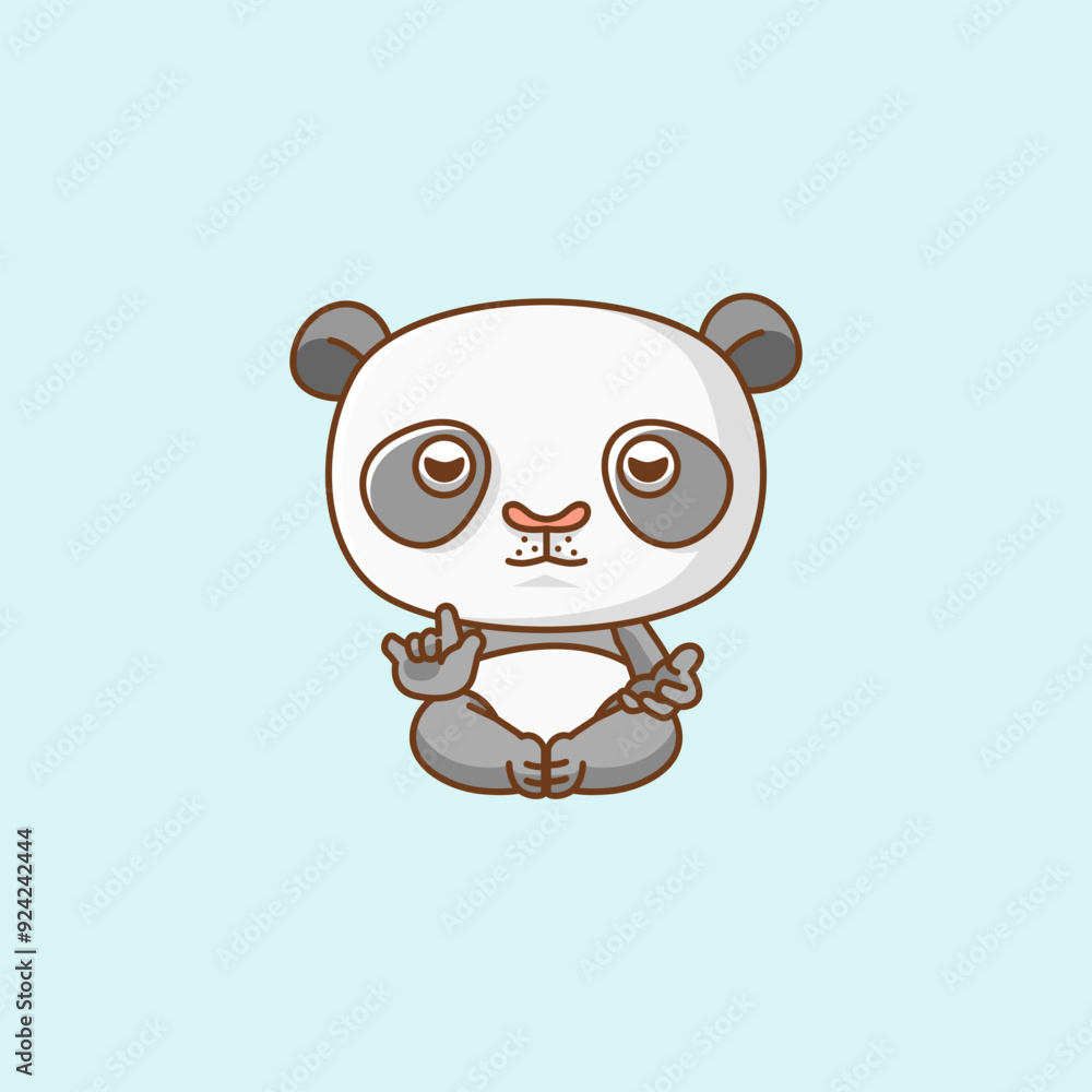 Cute panda meditation yoga kawaii chibi character mascot illustration outline style design Cute panda meditation yoga kawaii chibi character mascot illustration outline style design