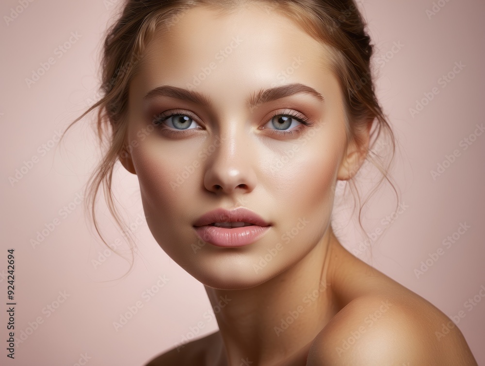Portrait of a Woman with Soft Skin and Blue Eyes Portrait of a Woman with Soft Skin and Blue Eyes