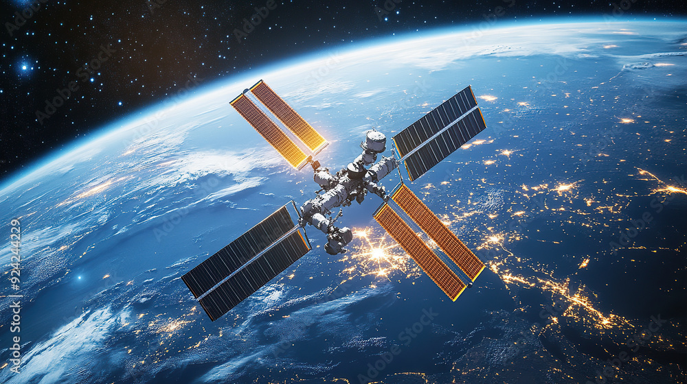The International Space Station floating above Earth The International Space Station floating above Earth