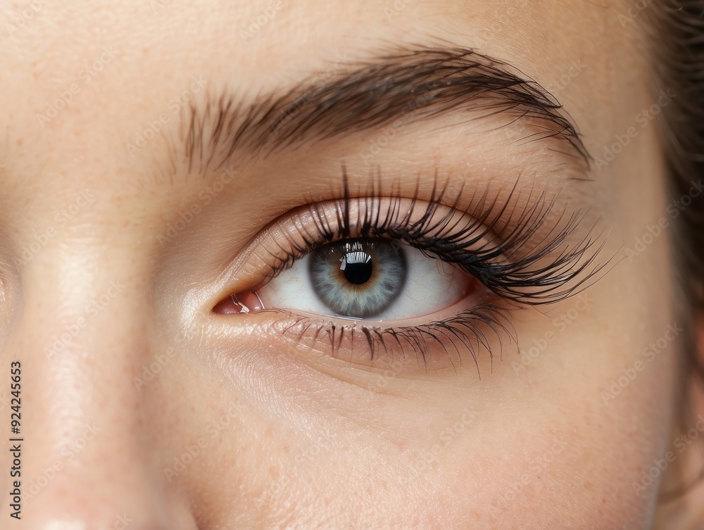 Close-up of a Woman's Eye with Long Eyelashes Close-up of a Woman's Eye with Long Eyelashes