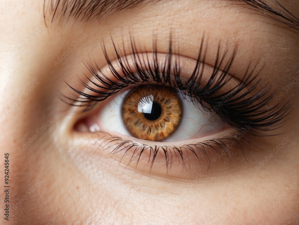 Close-up of a Brown Eye with Long Eyelashes Close-up of a Brown Eye with Long Eyelashes
