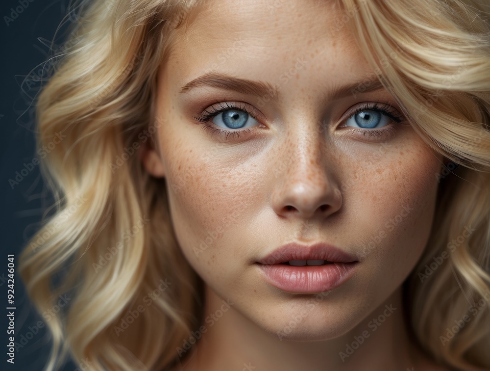 Close-up Portrait of a Woman with Blonde Hair and Blue Eyes Close-up Portrait of a Woman with Blonde Hair and Blue Eyes